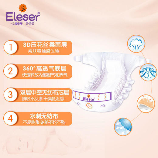 爱乐爱（Eleser）婴儿纸尿裤整件装零触感丝柔 商品图1