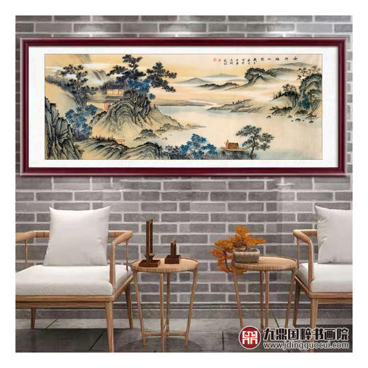 侯志明《舟行绿水间》68*178cm 山水横幅作品 茶室/客厅挂画 商品图2