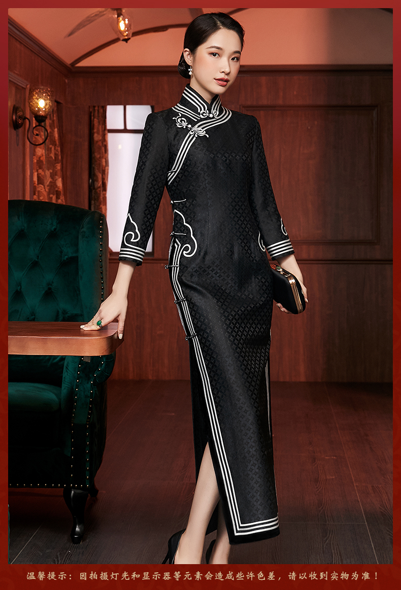 e20406 玺玥真丝提花旗袍