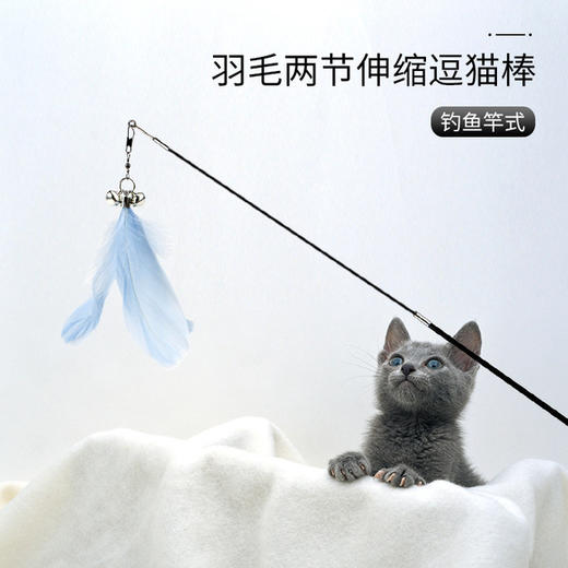 新款碳纤杆加强韧性逗猫棒 实木柄可伸缩逗猫棒猫玩具 商品图0
