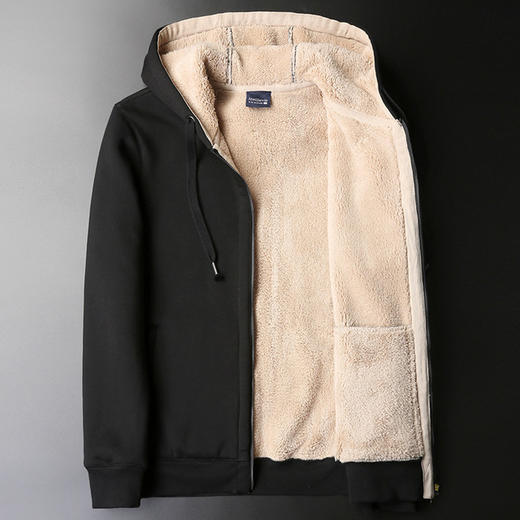 【卫衣男】*男士拉链开衫连帽卫衣宽松大码加绒加厚外套男装羊羔毛带帽衫 商品图2