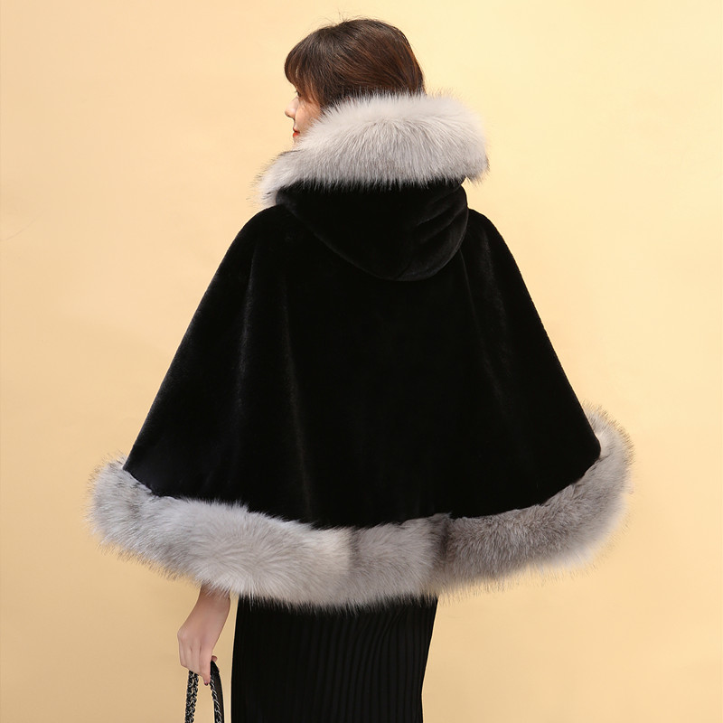 皮披肩女秋冬狐狸毛领大衣披风斗篷外套加厚保暖【8号款】【清仓 不退