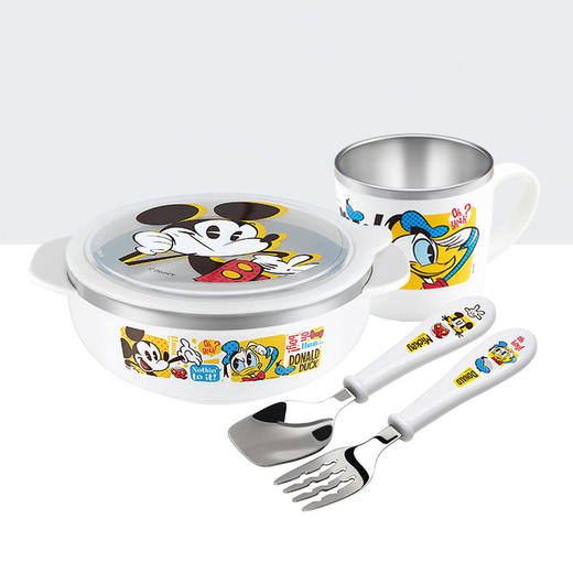 原装进韩国爱婴小铺印花系列宝宝不锈钢套餐餐具 商品图0