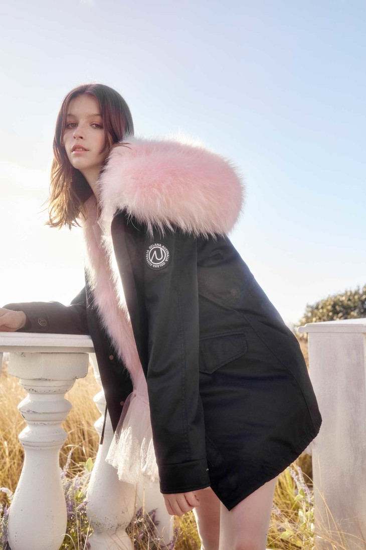 2020 ozlana 黑色派克外套/水貂 貉毛 狼毛 狐狸毛皮草外套 #智能控温