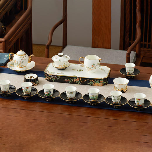 国瓷永丰源 夫人瓷石榴家园39头十二月令茶具 商品图0