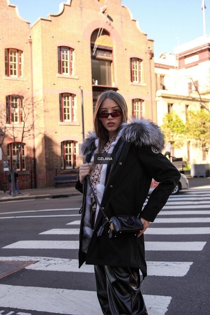 2020 ozlana 黑色派克外套/水貂 貉毛 狼毛 狐狸毛皮草外套 #智能控温