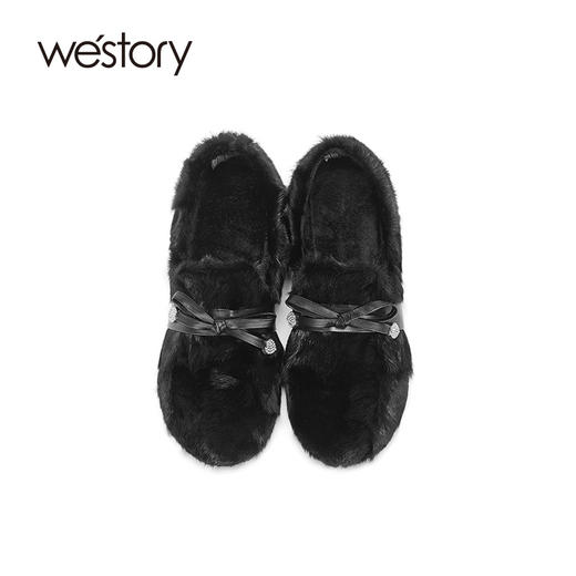 westory毛毛鞋女冬外穿加绒 一脚蹬豆豆鞋2020年新款S21AM52321 商品图3