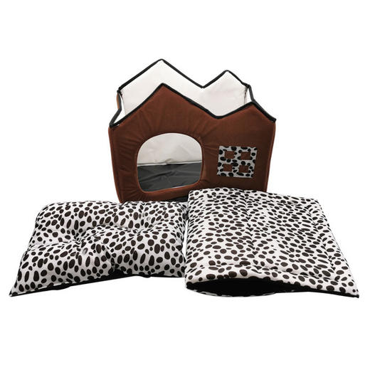 秋冬新款斑点双顶宠物房子狗房子狗窝泰迪屋宠物别墅可折叠宠物冬季猫窝房子 商品图7