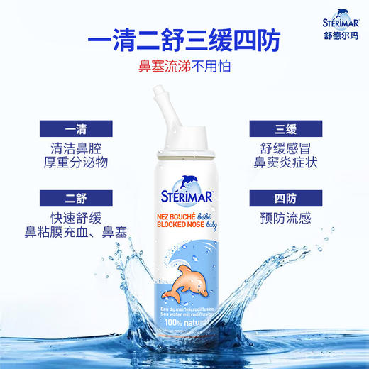 法国Sterimar舒德尔玛 小海豚 婴儿鼻炎喷雾洗鼻器通气舒缓鼻塞便携100ml 商品图2