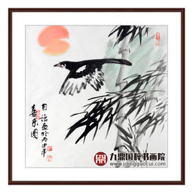 李自强《喜来图》68*68cm 花鸟斗方作品 茶室/餐厅挂画