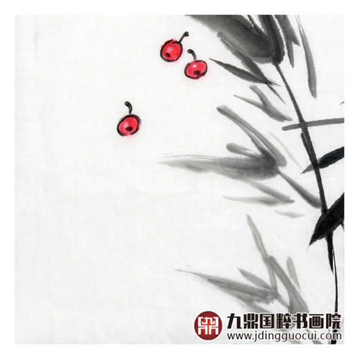 李自强《竹外红果香》68*68cm 花鸟斗方作品 茶室/餐厅挂画 商品图6