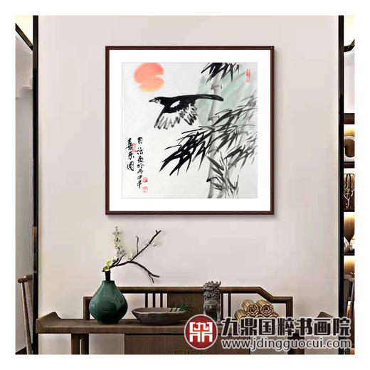 李自强《喜来图》68*68cm 花鸟斗方作品 茶室/餐厅挂画 商品图3