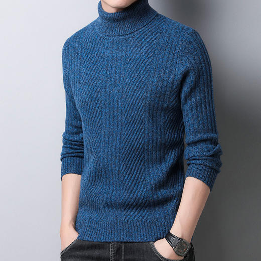 高领纯羊毛毛衣男帅气羊毛衫冬季潮流加厚款男装粗毛线复古针织衫