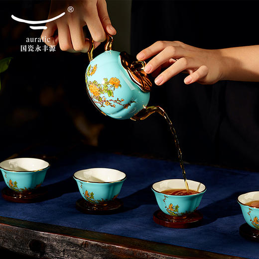 国瓷永丰源 夫人瓷西湖蓝6头茶具 商品图0