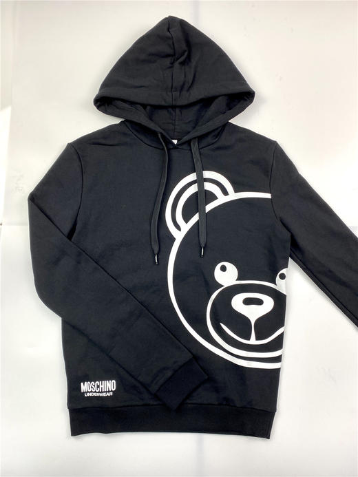 moschino/莫斯奇诺女装秋季泰迪熊印花饰棉质连帽卫衣外套黑色 a1732