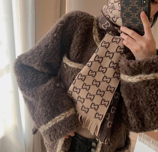 Gucc双G字母交织围巾2色 商品图8