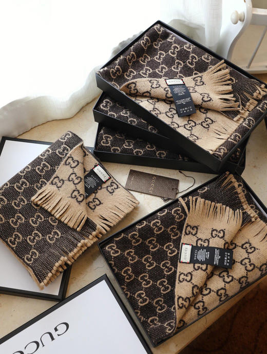 Gucc双G字母交织围巾2色 商品图2