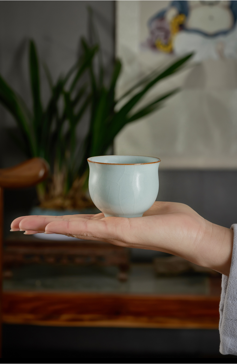 台湾丰子 天青贵妃杯 汝窑茶具茶杯品茗杯主人杯汝瓷功夫茶具单杯贵妃