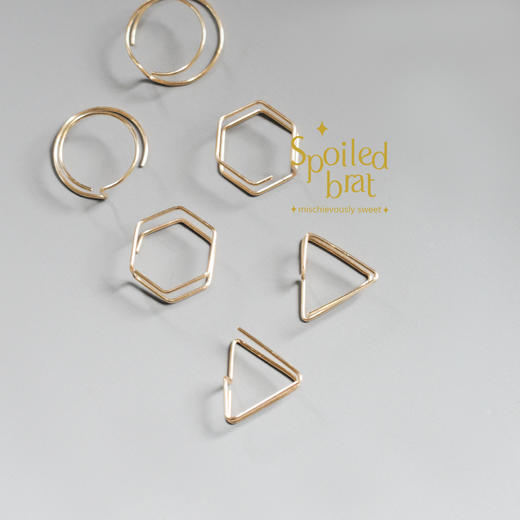 spoiledbrat jewelry几何系列 | 圆 三角形 六边形立体双层耳钉 商品图9