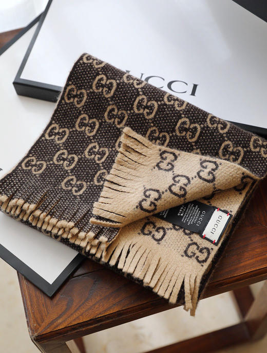 Gucc双G字母交织围巾2色 商品图3