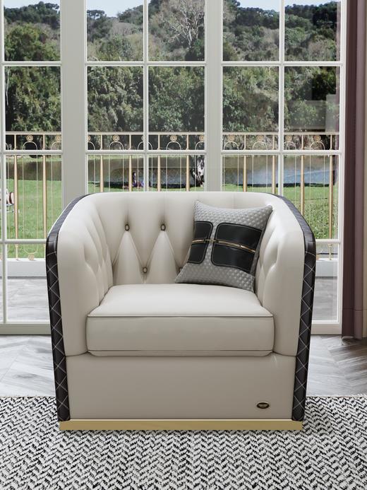 洛品【摩登轻奢】别墅客厅家具 后现代轻奢真皮沙发三人位组合奢华