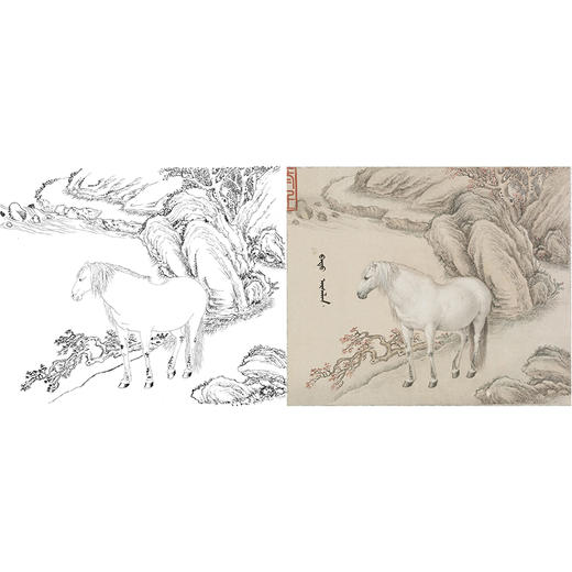 清 王致诚 十骏马图册页 ZC01 商品图0