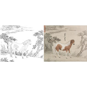 清 王致诚 十骏马图册页 ZC07