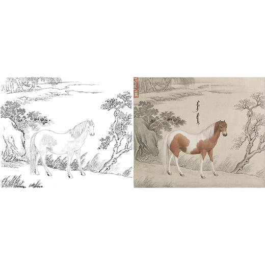 清 王致诚 十骏马图册页 ZC07 商品图0