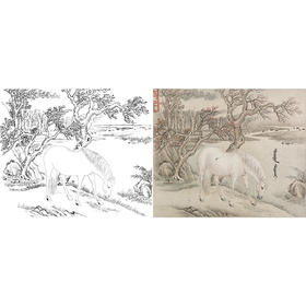 清 王致诚 十骏马图册页 ZC09