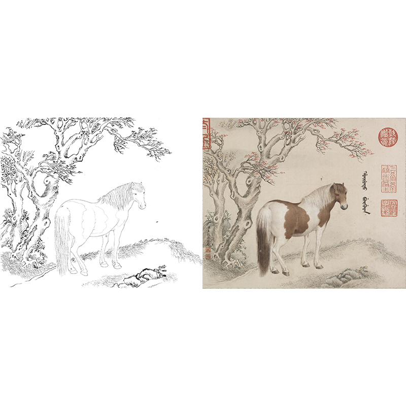 清 王致诚 十骏马图册页 ZC06