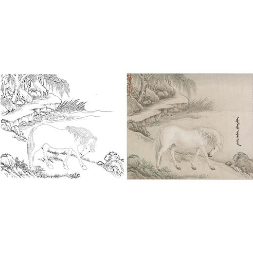 清 王致诚 十骏马图册页 ZC04 商品图0