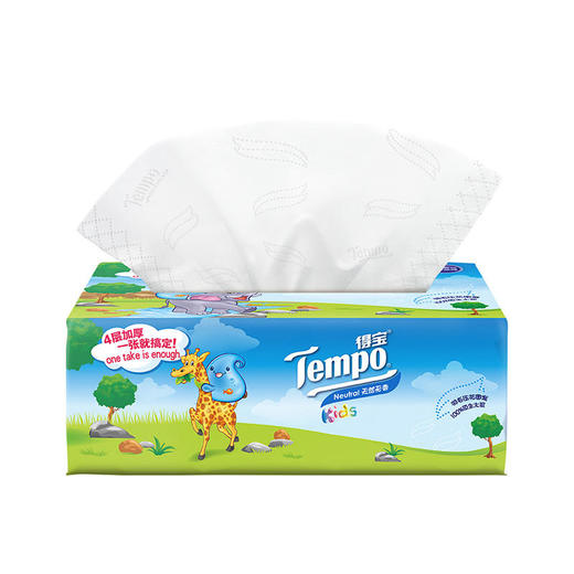 Tempo得宝软抽纸儿童专用纸巾天然无香4层90抽8包抽纸餐巾纸 商品图4