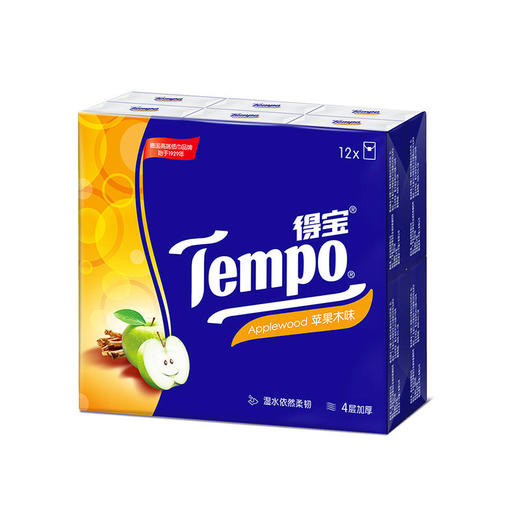Tempo得宝手帕纸苹果木味4层24包纸巾小包便携装手帕纸餐巾纸 商品图2