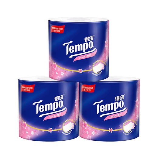 Tempo得宝卷纸有芯压花樱花味4层加厚160g10卷家用卷筒纸餐巾纸实惠装 商品图5