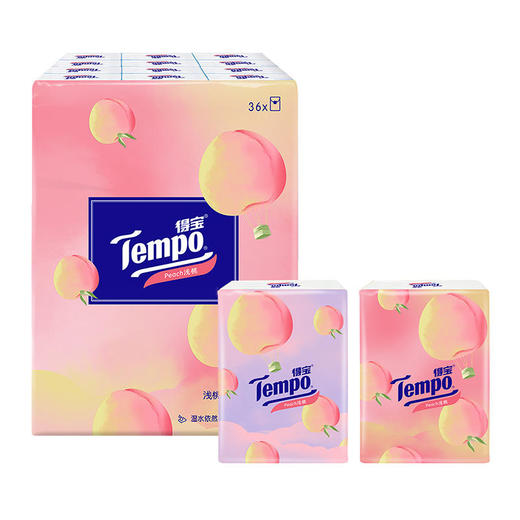 Tempo得宝纸巾甜心桃味手帕纸4层36包纸巾小包便携装手帕纸（新旧包装随机发货） 商品图0