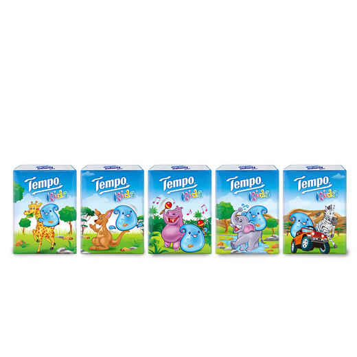 Tempo得宝儿童版天然无香手帕纸4层24包儿童专用手口专用纸巾餐巾纸便携装 商品图5