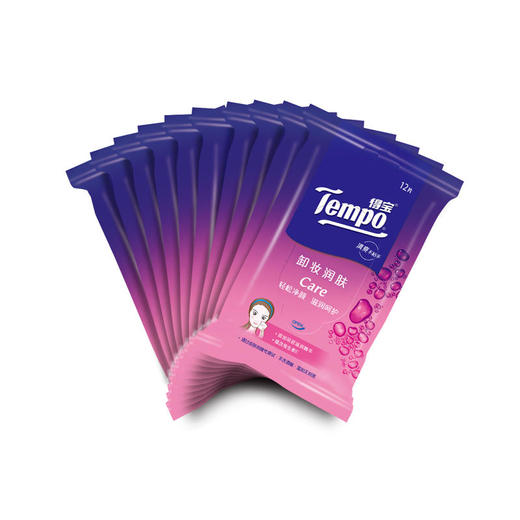 Tempo得宝卸妆湿巾12片/包x5包盒装深层洁净无酒精卸妆巾湿纸巾便携装 商品图5