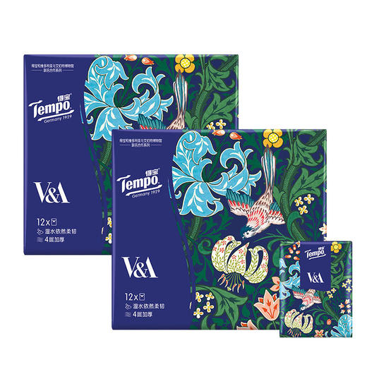 Tempo得宝V&A博物馆联名莉莉小姐款手帕纸4层24包纸巾小包便携装手帕纸 商品图1