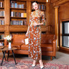 多丽琦2020年新款丝绒印花中国风复古改良旗袍秋冬气质显瘦连衣裙 商品缩略图2