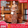 多丽琦2020年新款丝绒印花中国风复古改良旗袍秋冬气质显瘦连衣裙 商品缩略图0