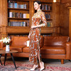 多丽琦2020年新款丝绒印花中国风复古改良旗袍秋冬气质显瘦连衣裙 商品缩略图3