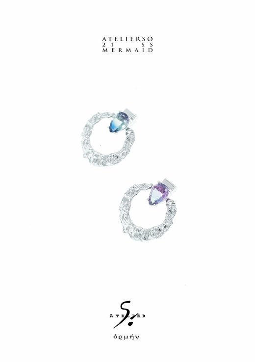 21SS 地鱼｜MERMAID - Saul Blue 鱼纹圆环耳钉（蓝紫色） 商品图2