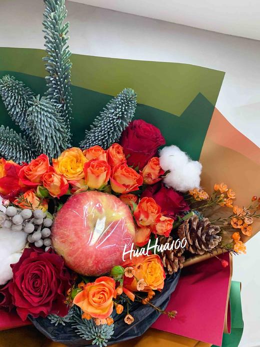 圣诞礼丨平安果玫瑰花束 商品图1