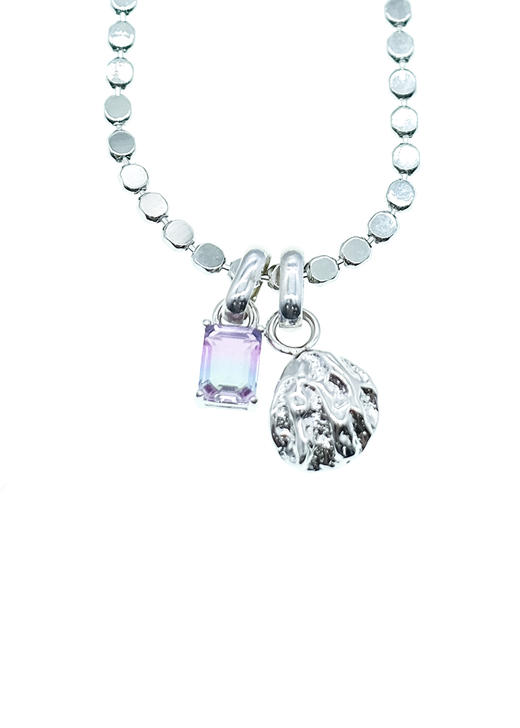 21SS 地鱼｜MERMAID - Poly 纹理水晶项链（粉蓝色） 商品图2