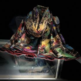 YOPOTA/优品堂《百鸟朝凤》重磅桑蚕丝140大方巾真丝丝巾