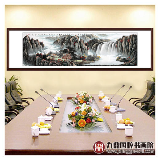 侯志明《水深幽涧落鸣泉》70*240cm 山水横幅作品 办公室/会议室挂画 商品图3