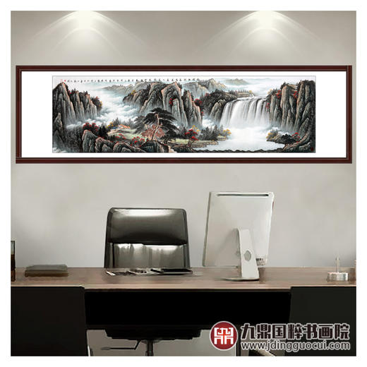 侯志明《水深幽涧落鸣泉》70*240cm 山水横幅作品 办公室/会议室挂画 商品图2
