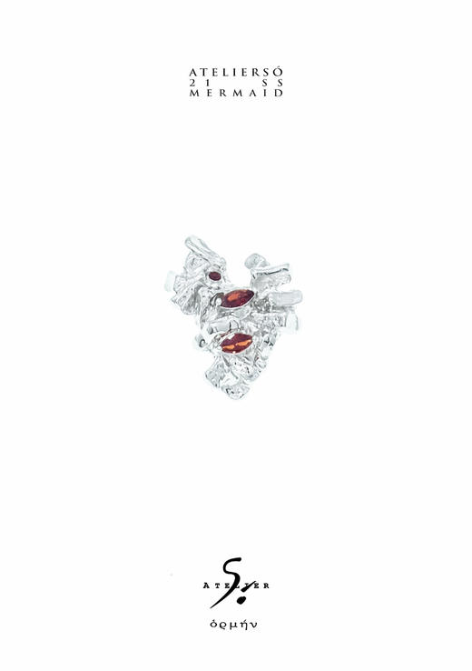 21SS 地鱼｜MERMAID - Para 珊瑚花水晶耳钉 商品图0