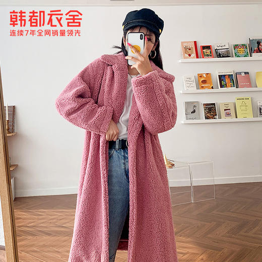 韩都衣舍2019秋冬新款韩版ins潮宽松中长款摇粒绒外套女OM80903鲲 商品图0