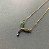高冰种阳绿翡翠萌芽锁骨链18k黄金白金钻石镶嵌 商品缩略图4
